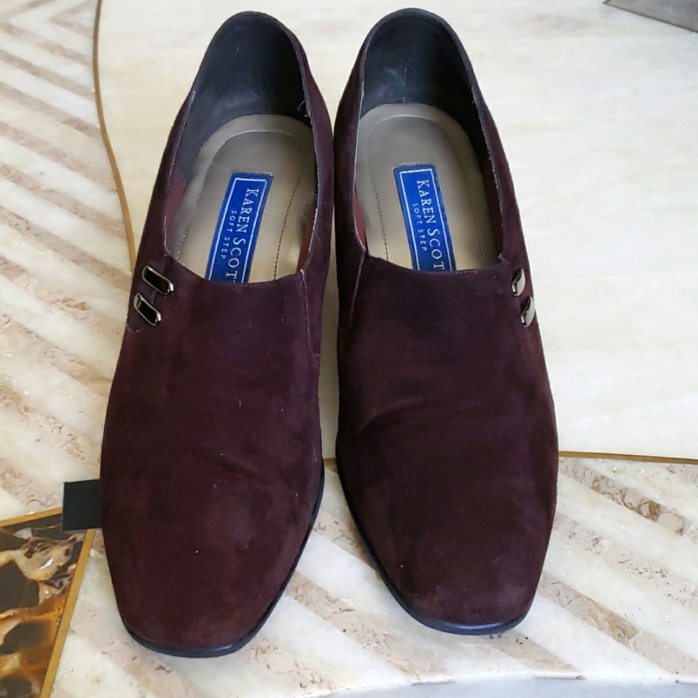 Karen Scott Riley Soft Step Brown Suede Shoes Sz-9.5M